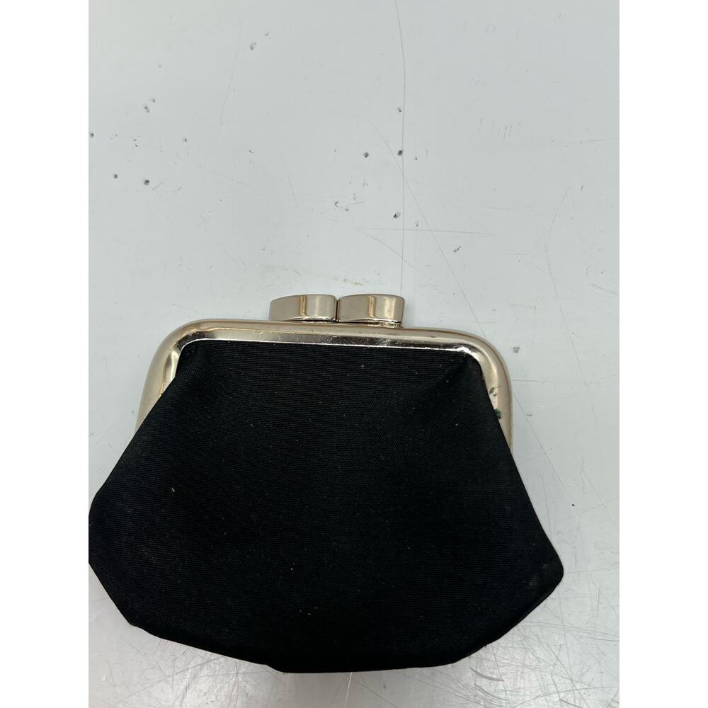Handbag Women's Black Silver Kiss Lock Change Card Holder Coin Clutch Wallet